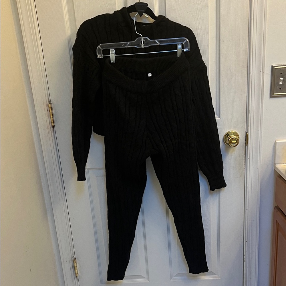 Black Knit Sweater and Pants Set